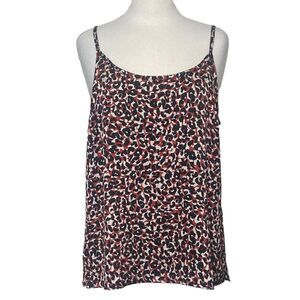 Sanctuary Womens Size XL Animal Print Satin Cami Tank Top Burgundy Cream Black